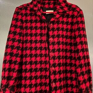 Vintage Pendleton Red Black Houndstooth Wool Jacket – USA – Size 12 (Fits 6-8)